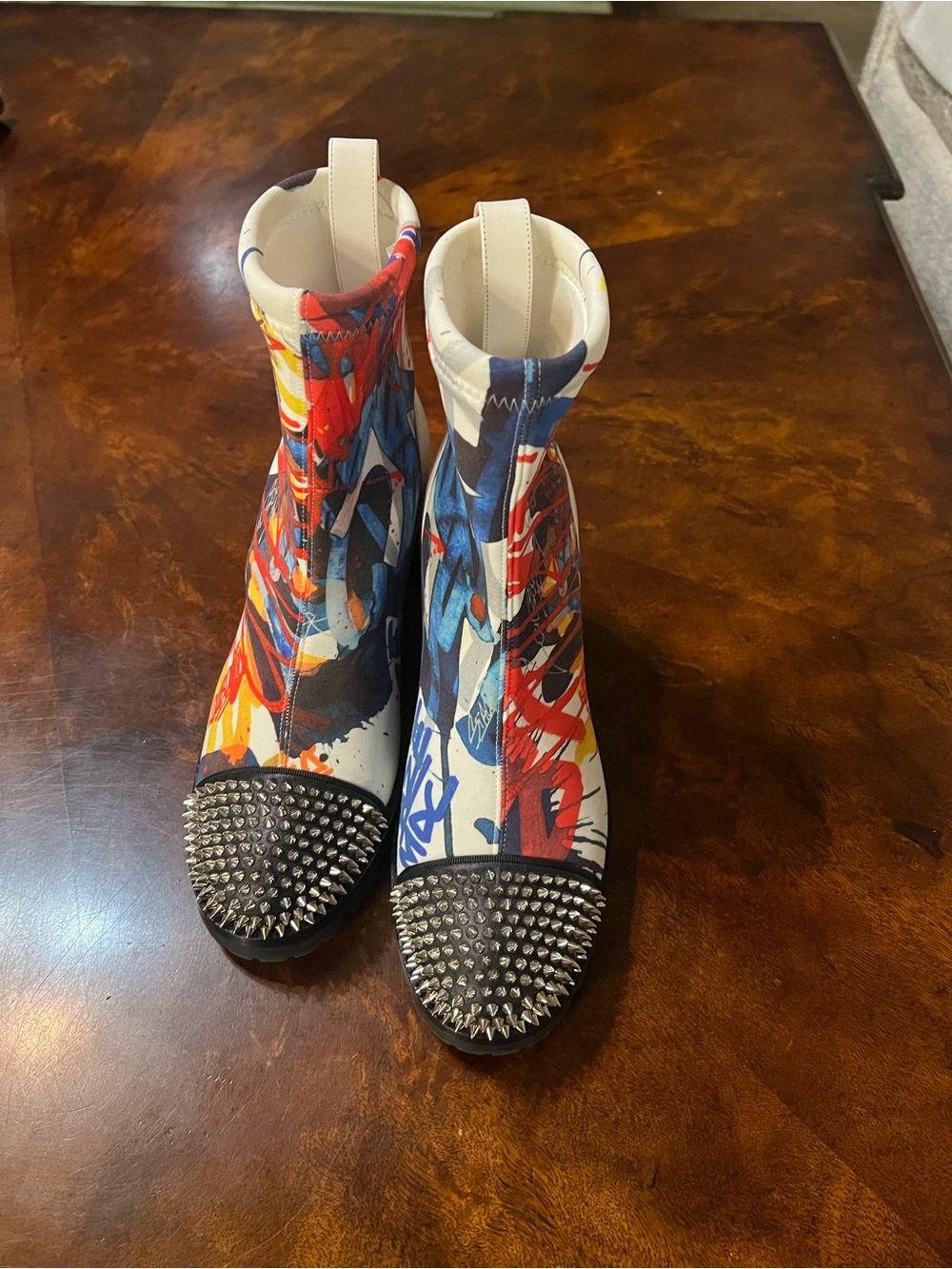 Christian Louboutin Multicolor Graffiti Spiked Ankle Boots